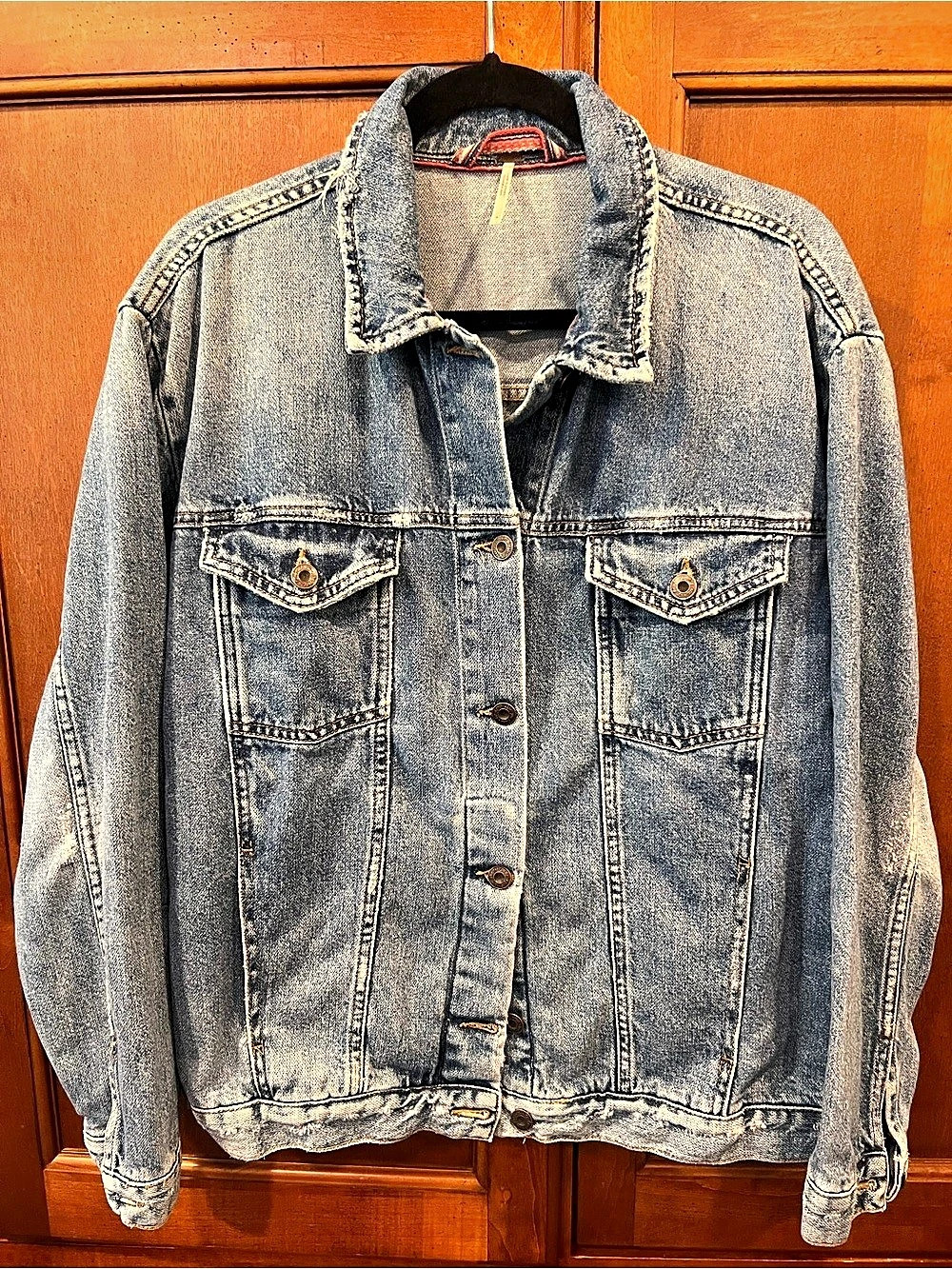 Vintage wash Free People oversized denim jacket- S